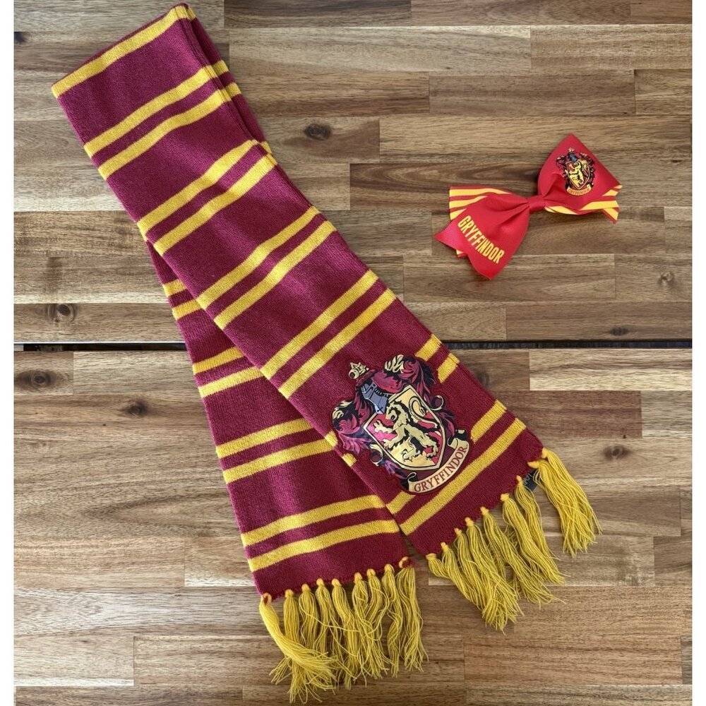 Harry Potter Gryffindor House Cosplay Costume Scarf Wrap And Bow Halloween